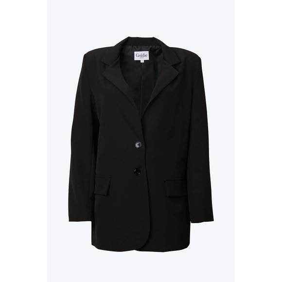 NEW GOLDIE LONDON oversized single-breasted twill crepe blazer in black - Picture 1 of 2
